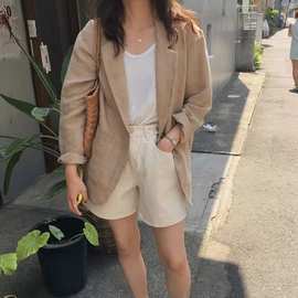 韩国东大门2020夏季新款薄款小西装外套女学生棉麻西服上衣