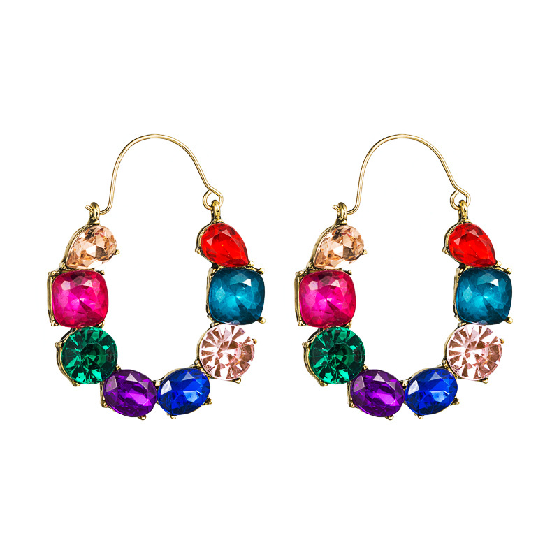 Exaggerated Fashion Alloy Diamond-studded Color Acrylic Earrings Wholesale display picture 8