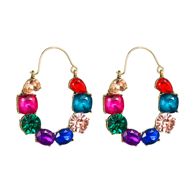 Boucles D&#39;oreilles En Acrylique De Couleur Orné De Diamants En Alliage De Mode Exagéré En Gros display picture 8