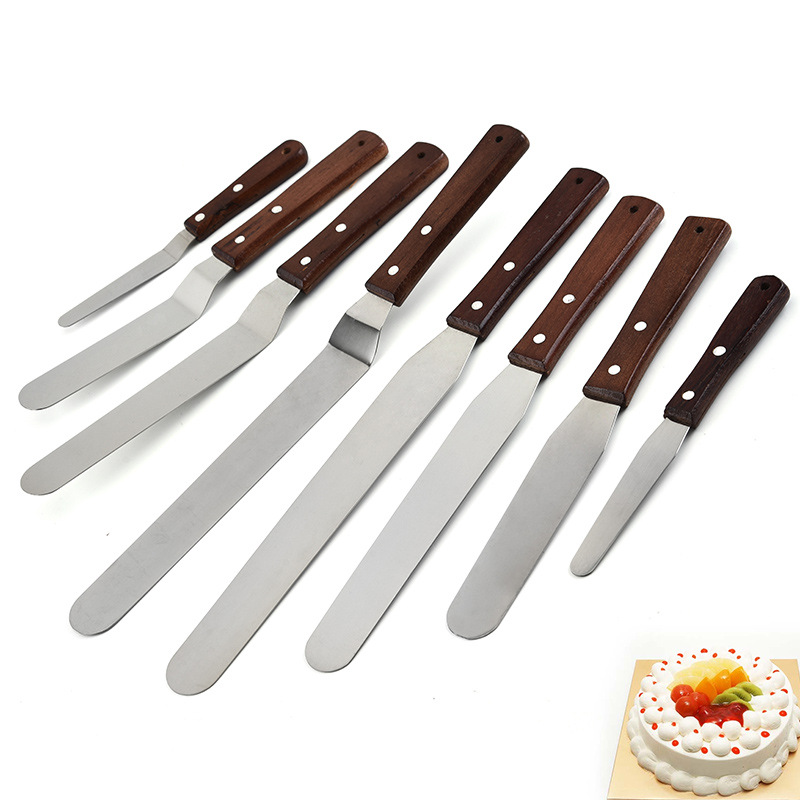 不锈钢木柄抹刀 蛋糕抹平刀4寸6寸8寸10寸12寸奶油刀烘培工具