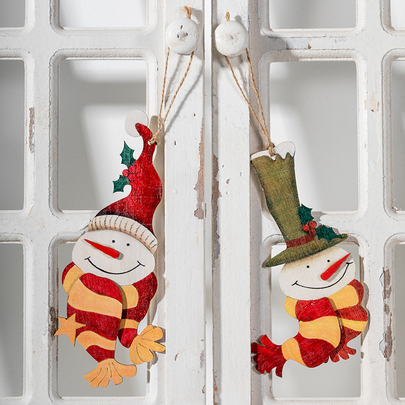 Navidad de madera americana muñeco de nieve colgante de color clip de marcadores de Navidad embalaje de regalos decoración colgante árbol de Navidad dibujado a mano