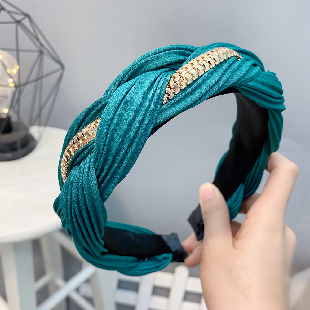 Zipper Strip  Silk Satin Twist Braid Headband display picture 5