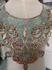 水溶花邊領花服裝輔料新款精美刺繡領子多色貼布灑金縷空古裝領花