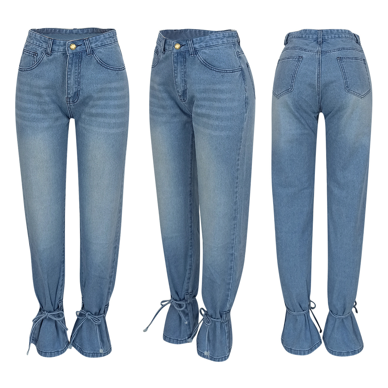 Solid Color Mid Waist Jeans NSFFE110759