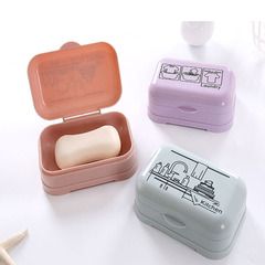 Bathroom Home with Cover Integrated Drain Soap Dish Soap Rack Simple European Cartoon Printed Soap Dispenser Manufacturer