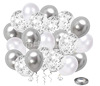 Evening dress, silver white decorations, latex balloon, set, metal silver nail sequins, wide color palette, 12inch