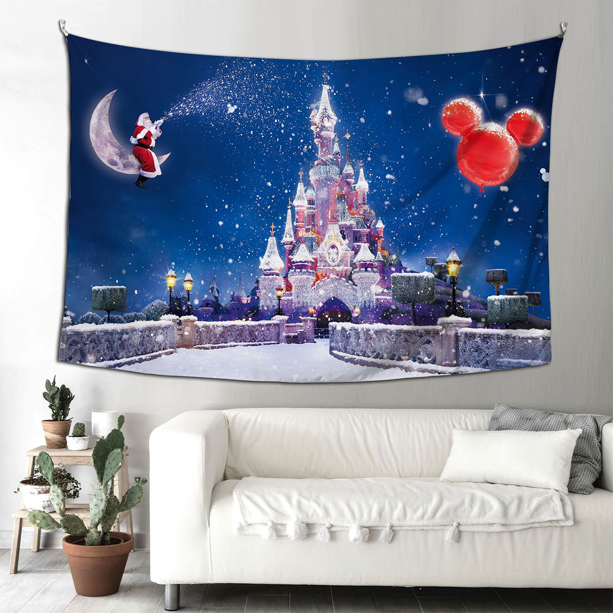 跨境北欧批发卧室家居壁炉背景布 北欧圣诞节圣诞老人万圣节挂毯