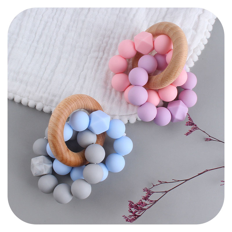 Bebé creativo Beech anillo de juguete teether nuevo octogonal silicona teether pulsera bebé entrenamiento teether palo