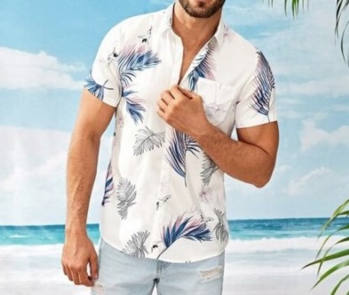 Men's Leaf Print Hawaiian Shirt