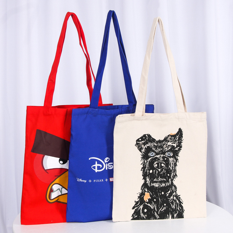 印花卡通购物手提袋单肩全棉帆布袋学生创意广告帆布袋定制