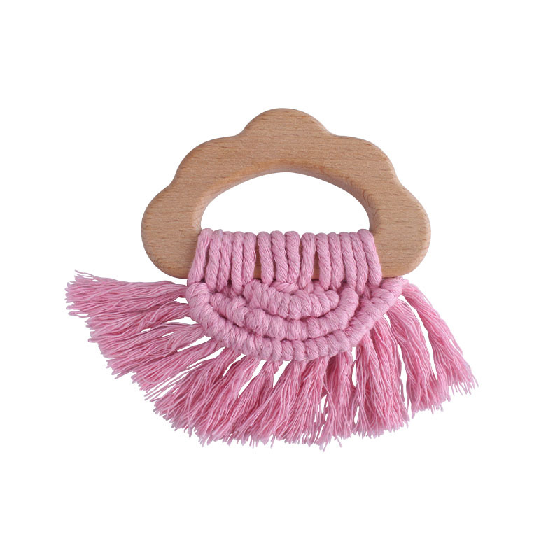 Bricolaje bebé creativo haya nube mordedor pulsera tejida a mano de algodón cuerda de juguete bebé dientes de molienda palo