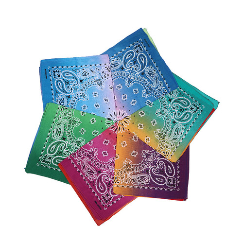 Factory Direct Supply Korean Version Abalone Flower Gradient Square Scarf 100% Cotton Sports Outdoor Hip-Hop Street Dance Sweat Towel Wholesale Head Scarf