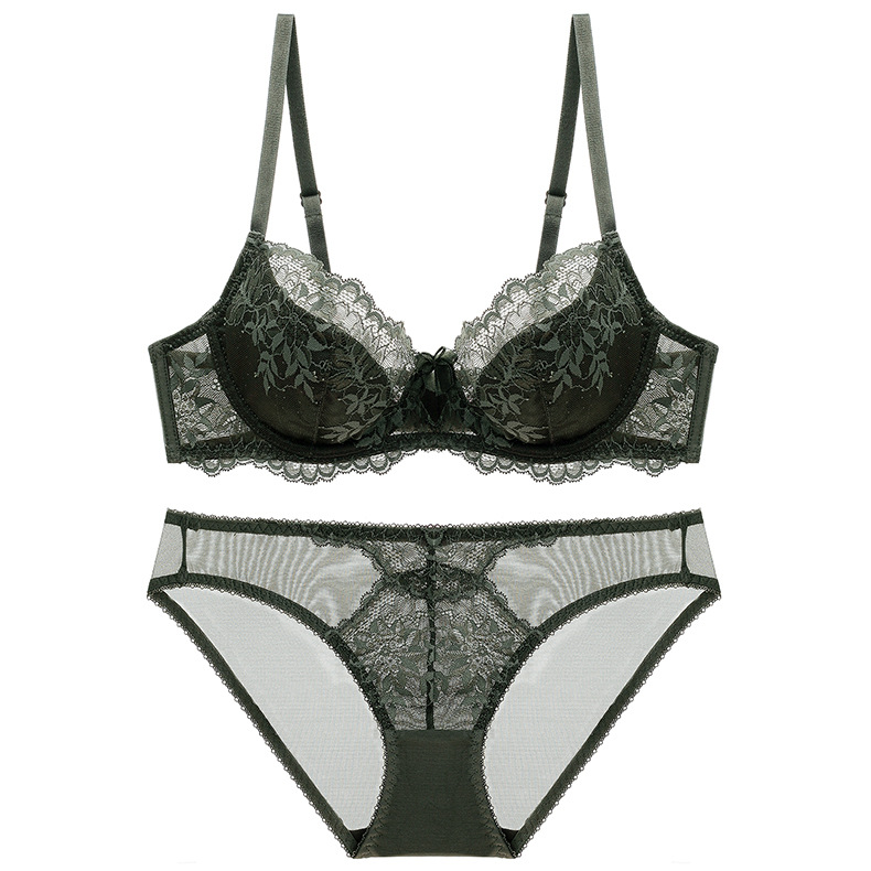 Sexy Lace Bra And Brief Set For Women With Large Chest Support_voghion.com