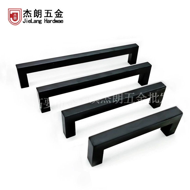 Квадратная матовая дверная ручка шкафа легкая Роскошная кухонная ручка из нержавеющей стали современный минималистский шкаф для ящиков черная удлиненная ручка