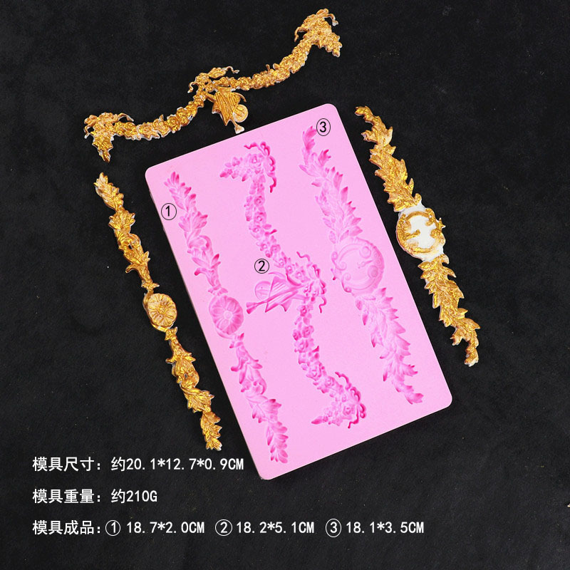 Estilo europeo en relieve molde de silicona fondant decoración de la boda herramienta de molienda para hornear ritmo seco molde de chocolate molde de la torta