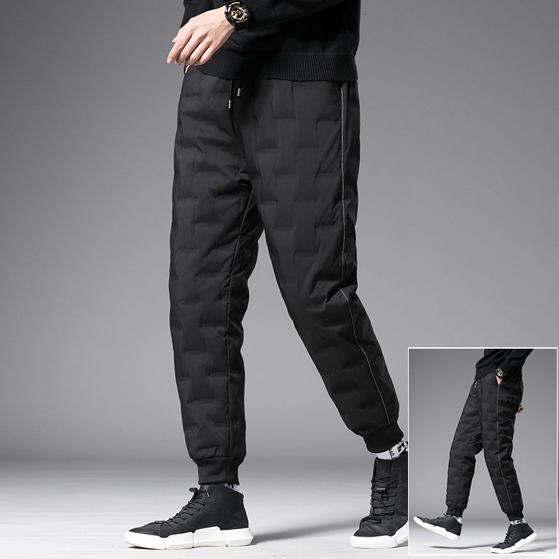 中老年羽絨褲男爸爸冬裝外穿保暖護膝加絨加厚棉褲男褲子