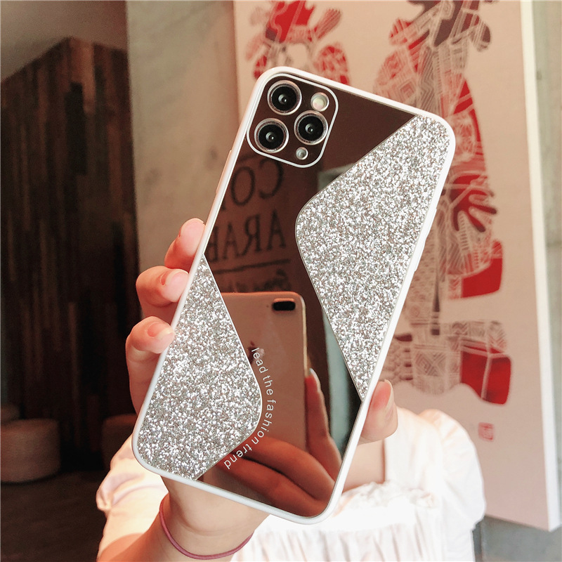 S-shaped Glitter Mirror  Iphone11 Huawei P40pro Candy Color Glass  Phone Case display picture 5