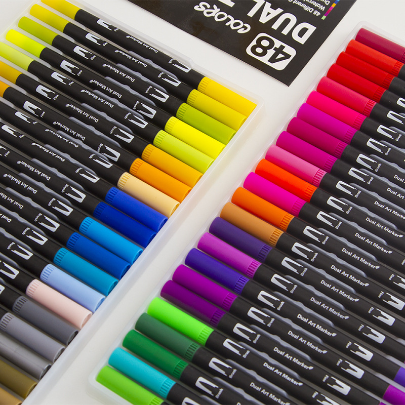 Transfronteriza 36 100 120 marcador de doble cabeza PP caja de pvc gancho de cabeza suave pluma cepillo pintura entrega de una sola pieza