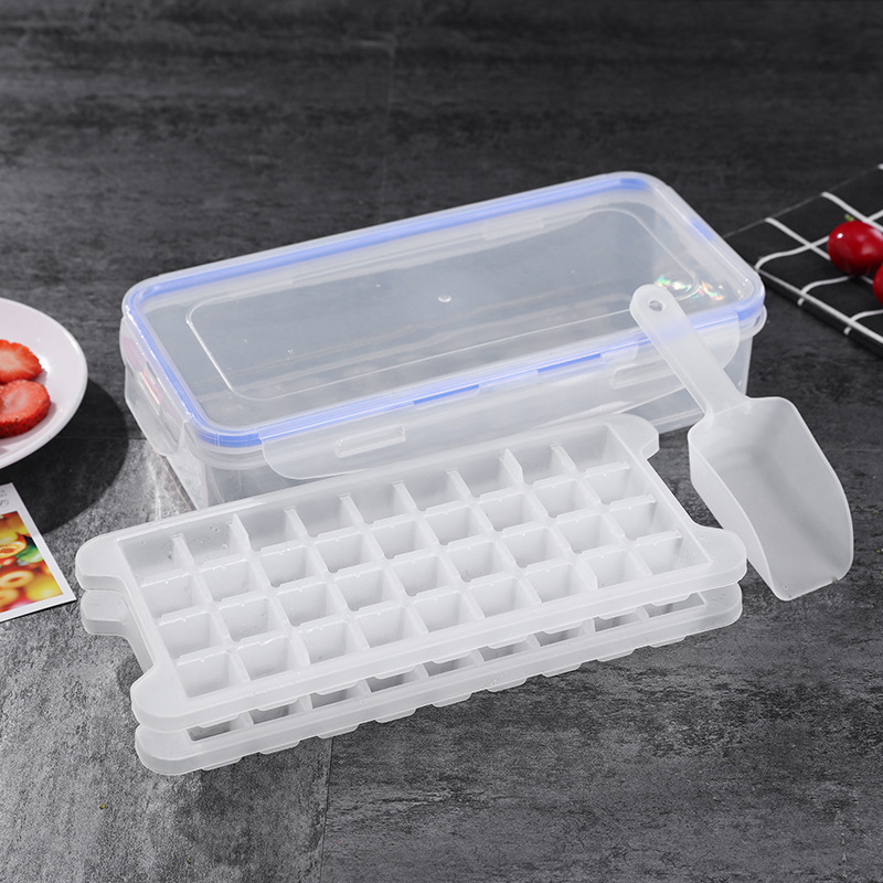 廠家自制方形帶蓋冰格模具冰塊盒制冰創意DIY冰箱凍冰塊盒冰模具