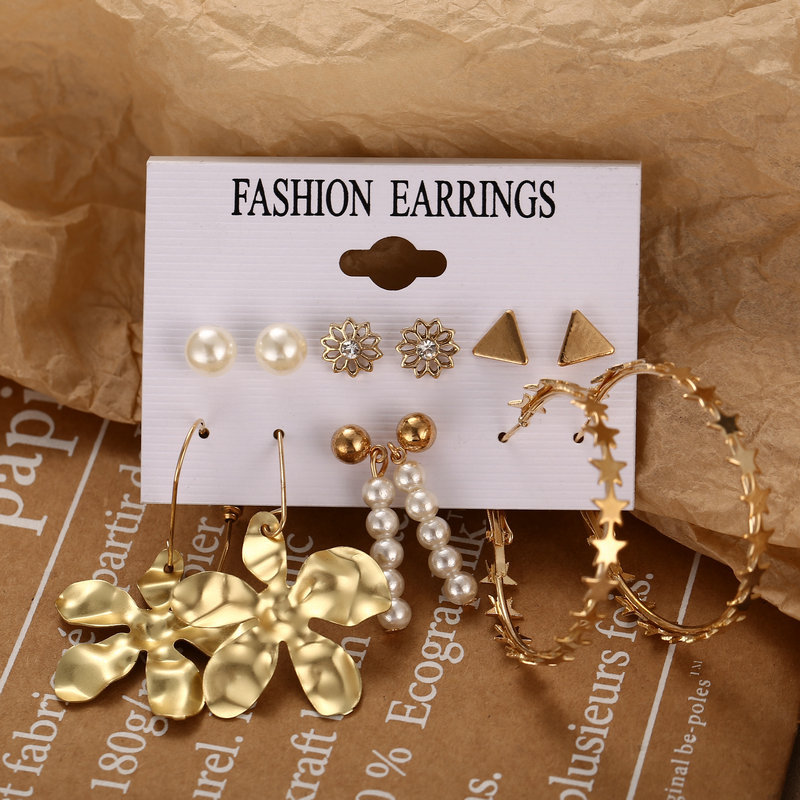 Hot Selling Tassel Earrings Creative Simple Retro  Earring Set 6 Pairs display picture 5