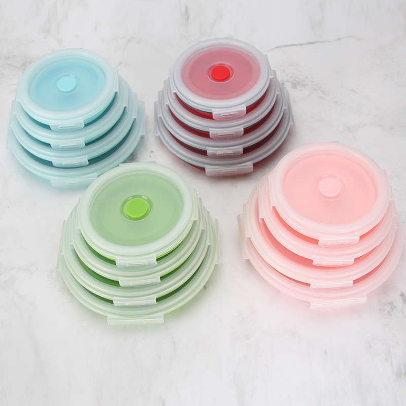 Crisper Food grade silica gel Folding Bowl Microwave lunch box outdoors portable Picnic Supplies Cutlery Set