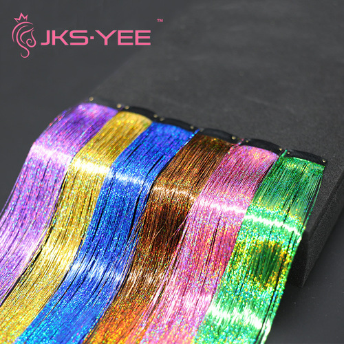 European and American wigs BB clips colorful golden wire shiny hair extensions colorful laser wire seven-color golden wire colored silk thread 