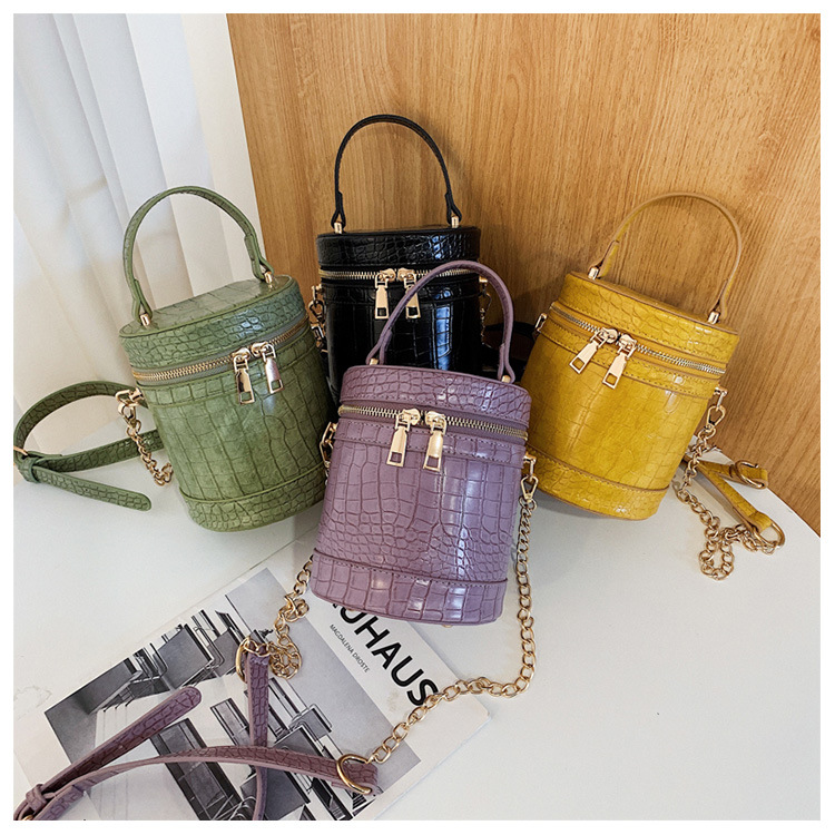 Nuevo Bolso De Cubo De Cadena De Patrón De Cocodrilo De Textura De Verano De Crossbody Portátil Al Por Mayor display picture 2