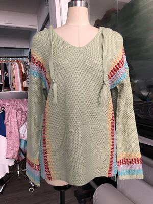 2020秋冬新款连帽毛衣 亚马逊连帽抽绳毛衣女齐色齐码现货6226