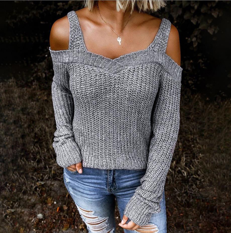 sling strapless long-sleeved sweater nihaostyles wholesale clothes NSLGY92942