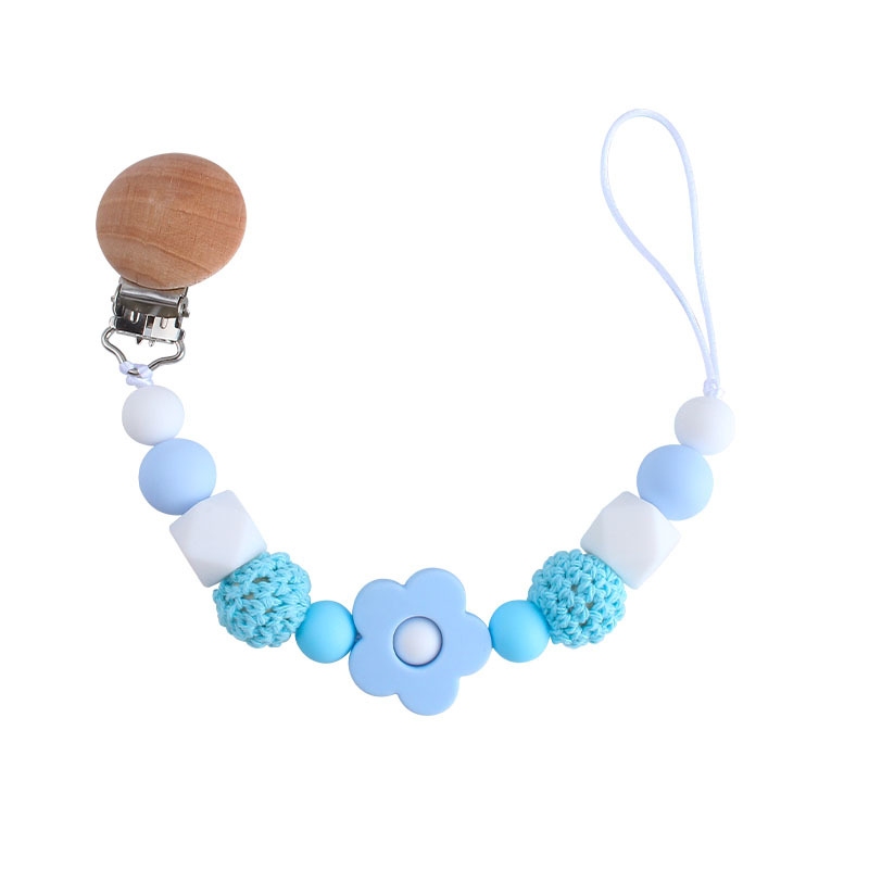 Nuevo bebé haya chupete clip bebé creativo calmante cuentas de silicona Rosa mordedor Cadena de chupete cadena anti-gota