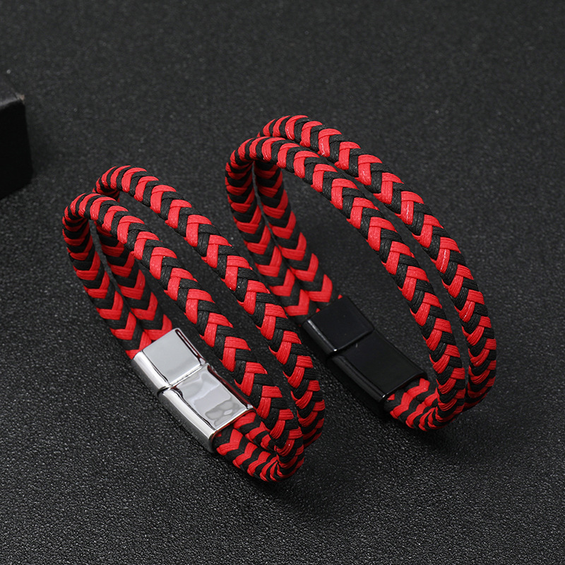 multi-layer woven simple leather bracelet