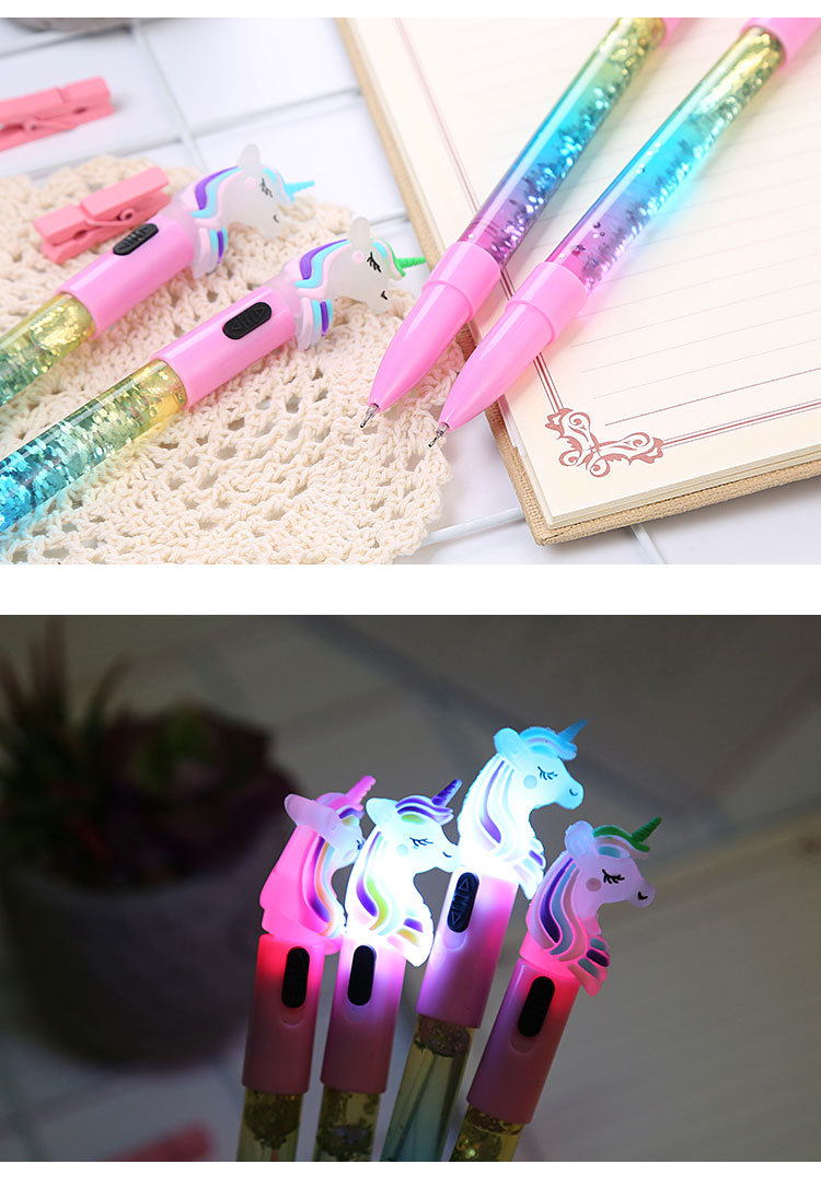Unicorn Fairy Quicksand With Light Gel Pen Creative Glow Oil Quicksand Water-based Paint Pen Cute Student Stationery display picture 3