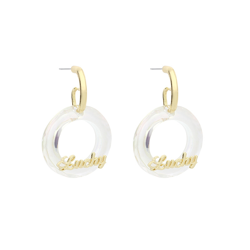 13g Weight Earrings Classification Wedding, Travel Occasion Geometric Pattern Women'S Gender Red, Yellow Color Fashion Crystal Flower Geometric Wild English Letter Ring Bear Earrings Nihaojewelry Wholesale 24
