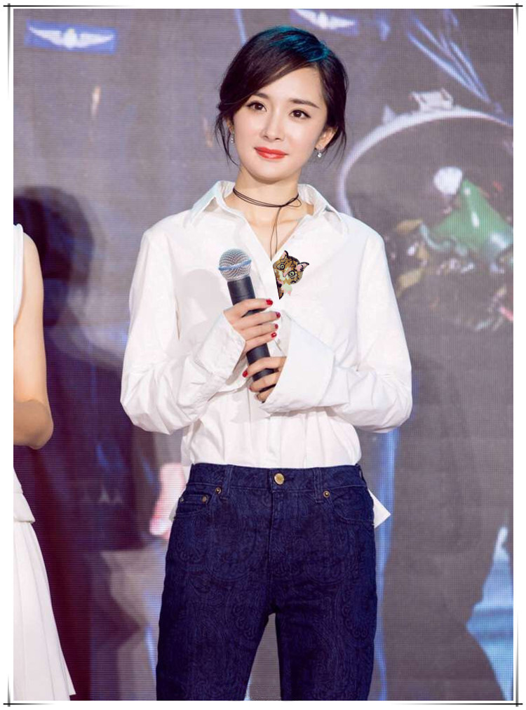 하이 엔드 사용자 정의 큰 이름 양미 스타 흰색 셔츠 여성의 긴 소매 고급 샘플 처리
