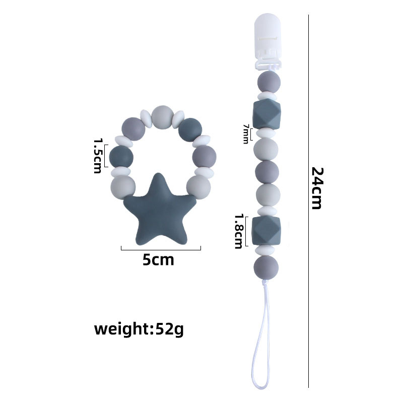 Bebé clip de chupete de plástico bebé calmante de silicona estrella de cinco puntas pulsera molar chupete cadena Amazon nuevo