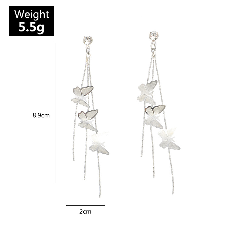 New Fashion Butterfly Earrings Long Tassel Earrings Wholesale Nihaojewelry display picture 1