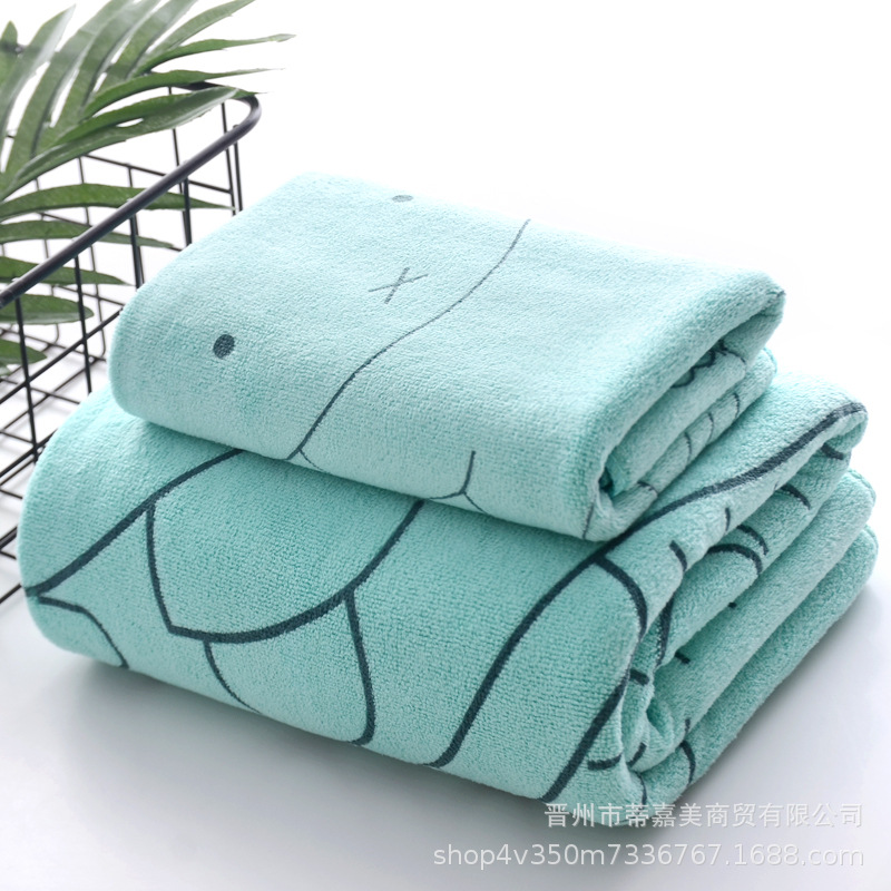 Toalla de baño de tres piezas conjunto absorbente de secado rápido impresión hermosa suave envoltura larga de las mujeres de dibujos animados para adultos Toalla de playa regalo de retorno