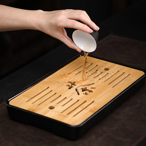 [Factory lowest price] Dry brewing tea tray melamine bamboo small tea table travel tea set hotel dry brewing tea set wholesale