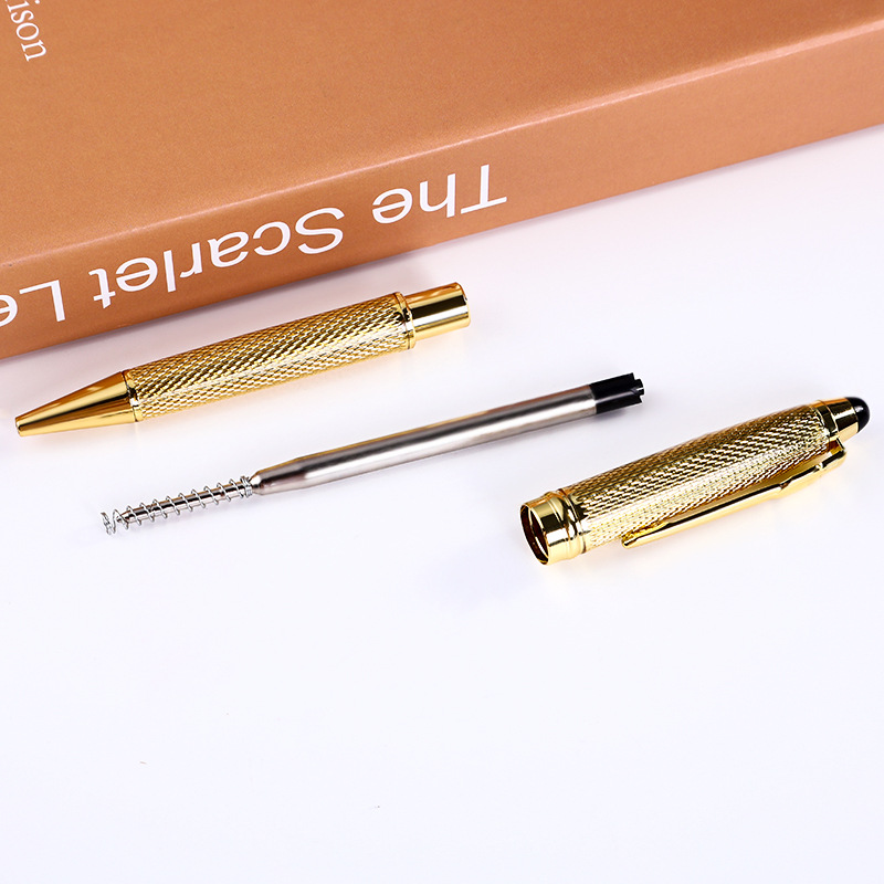 Fabricante de negocios Bolígrafo De Metal pluma de fibra de carbono bolígrafo de oro blanco Taiwán movimiento condensador bolígrafo impresión