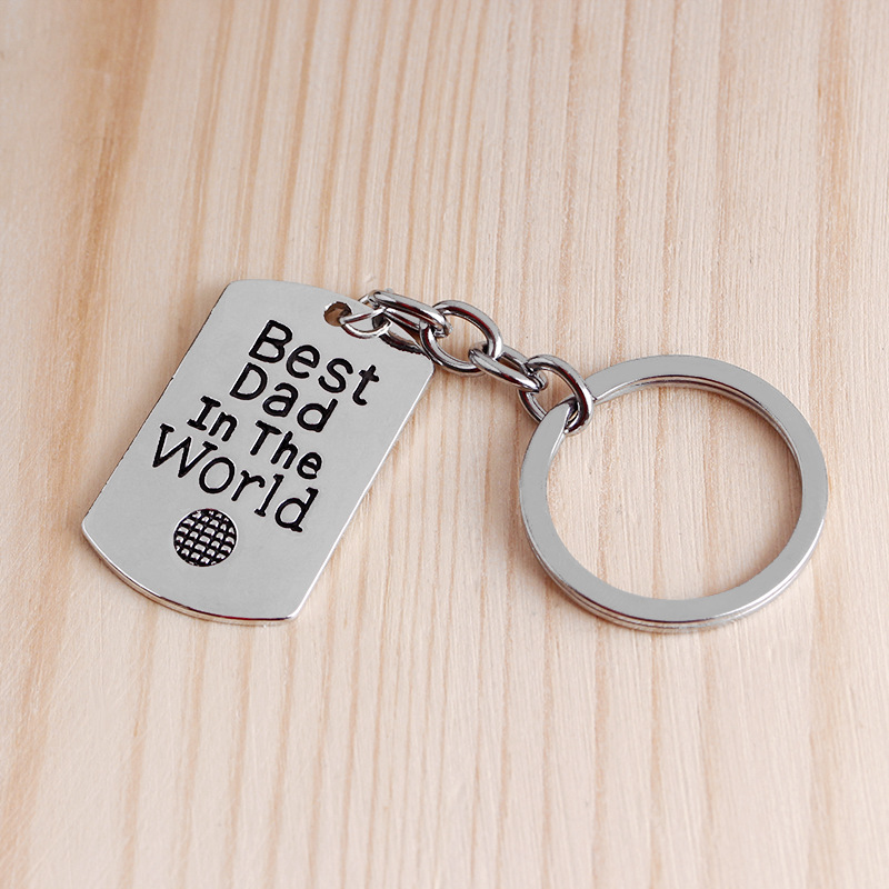 14g Weight Alloy, Metal Material Geometric Pattern Unisex Gender Fashion English Lettering Father's Day Alloy Keychain 4