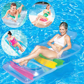 厂家批发充气环保PVC躺椅带把手充气浮排 单双人水上浮床 可定制