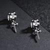 Platinum classic design earrings, 1 carat, 18 carat, 925 sample silver, simple and elegant design, Birthday gift