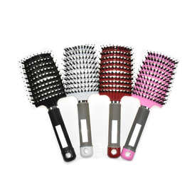 直销爆款弧形大弯梳子 美容美发猪鬓毛排骨梳 理发师手柄造型梳子