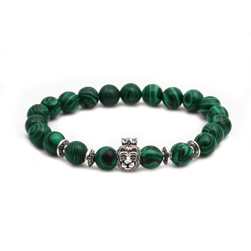 Malachite Owl Buddha Head Codo Set Pulsera Lion Head Elephant Beaded Bracelet display picture 3