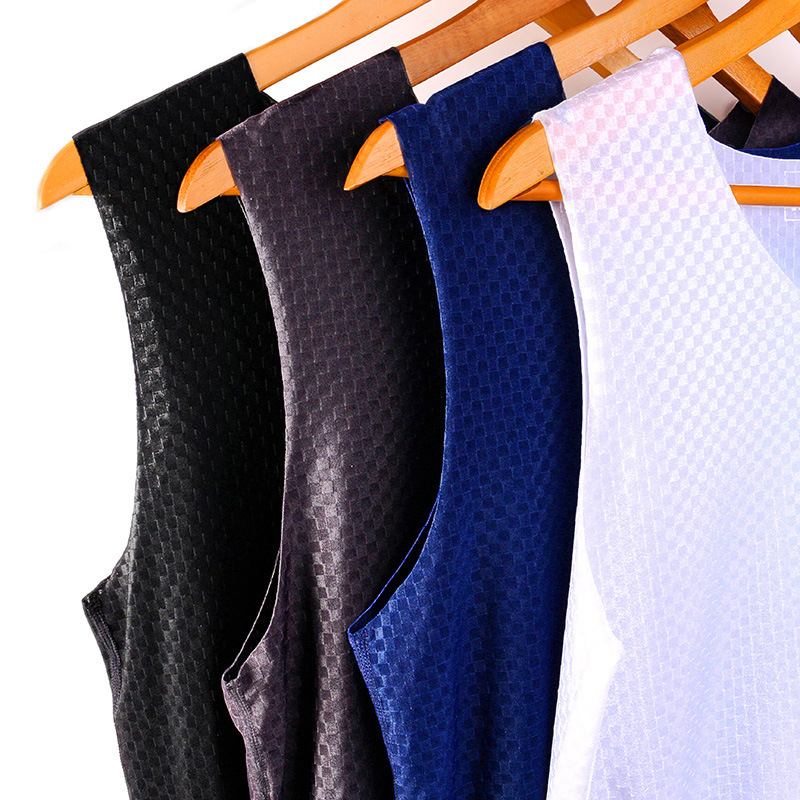 Men's I-shaped Vest Ice Silk Mesh Summer Seamless Slim-fit Sports Tight Sweater Youth Sleeveless Underwear Base Shirt