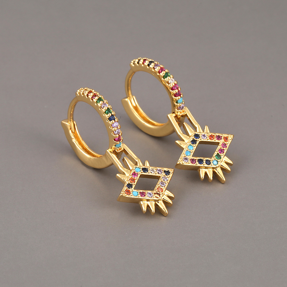 Fashion Geometric Color Zircon Earrings display picture 2