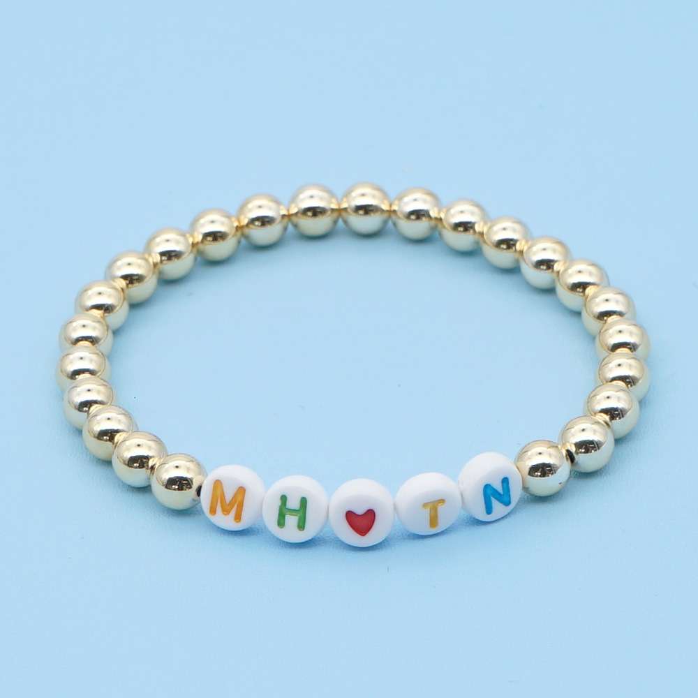 Bracelet À Lettres En Or Plaqué Or Préservant La Couleur display picture 6