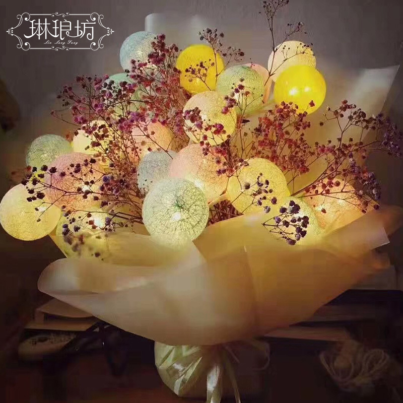 Bola de color caramelo luz tronco propuesta sorpresa macaron color luz cadena flor embalaje material decorativo sin batería