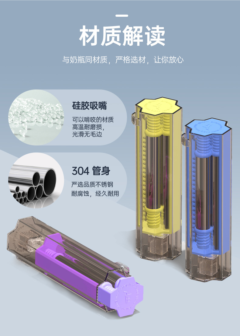 SWENO 跨境四叶草不锈钢吸管套装硅胶吸管可折叠吸管定制环保便携 易清洁可重复利用不锈钢折叠吸管套装 创意减压 可定制详情7