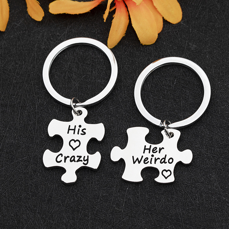 Fashion Square Couple Splicing Alloy Keychain display picture 7